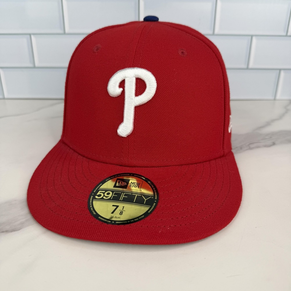 Philadelphia Phillies Hat Cap Fitted Mens 7 1/8 Red MLB Baseball 59FIFTY New Era